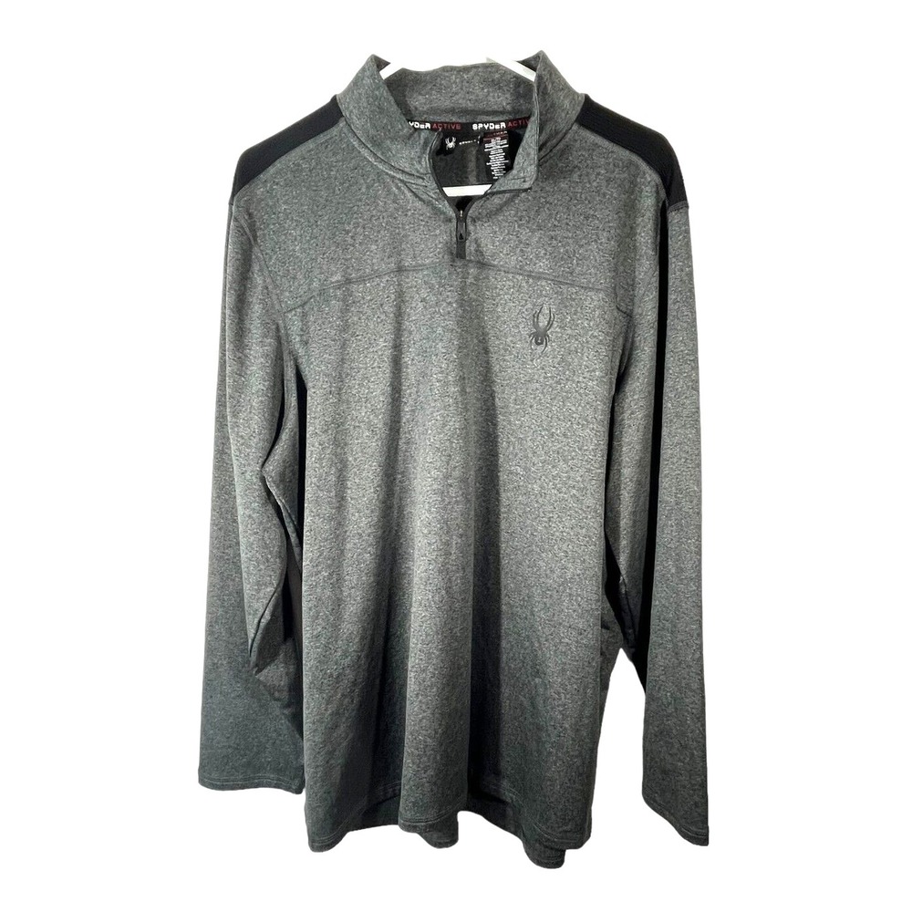 Spyder Active 1/4 Zip Pullover Shirt Mens XL Gray Stretch Athletic ProWeb